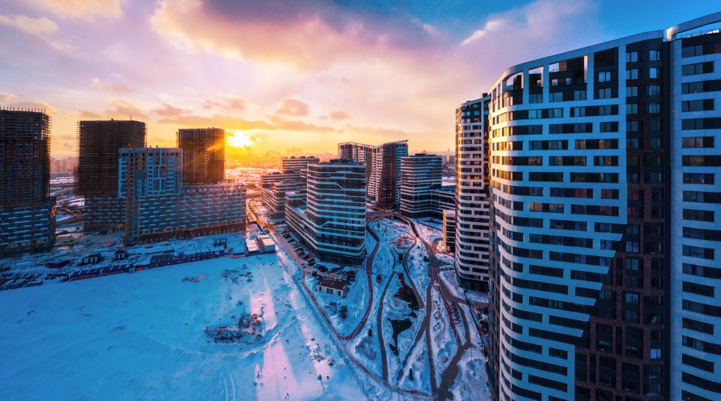 Cold winter at Serp and Molot development, building designed by UHA in Moscow Russia